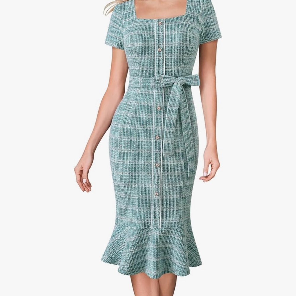 Teal green tweeted dress size S